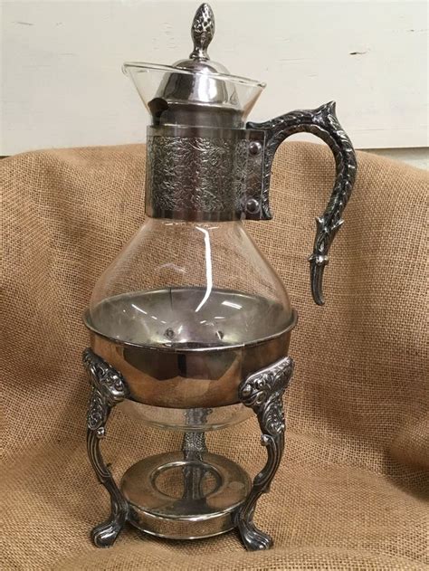 antique coffee warmer|coffee carafe with candle warmer.